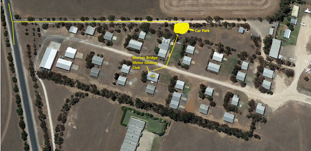 Map of Pallamana Airfield highlighting the path to Hangar 19